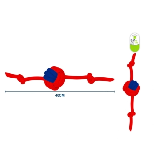 Přetahovadlo s uzly a míčkem pro psy Nunbell červeno-modré - velké