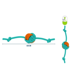 Přetahovadlo s uzly a míčkem pro psy Nunbell tyrkysovo-oranžové - velké