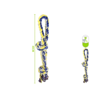 Odolné provazové přetahovadlo pro psy Nunbell - modro-žluté - malé