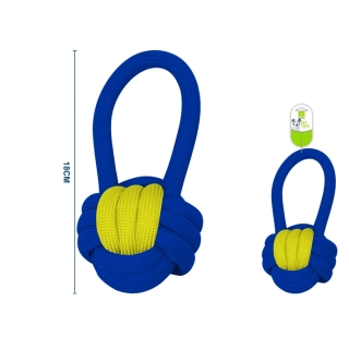 Provazová přetahovací hračka pro psy Nunbell - modro-žlutá - malá