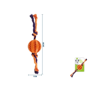 Provazová hračka s gumovým míčkem Nunbell - oranžovo-fialová - velká