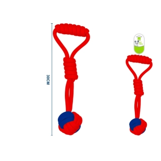 Provazová hračka s uzlem a rukojetí Nunbell - červeno-modrá - malá