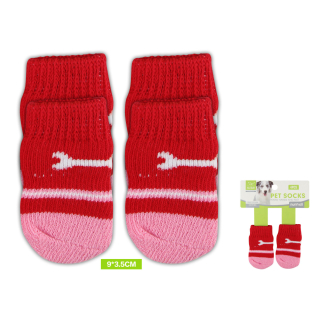 Protiskluzové ponožky 2 páry kost Nunbell - červené L