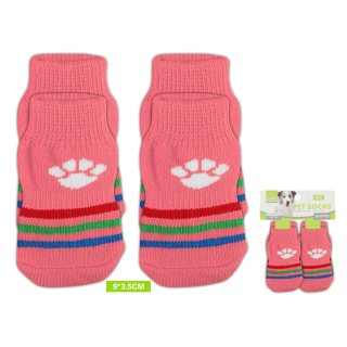 Protiskluzové ponožky 2 páry tlapka Nunbell - růžové L