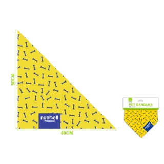 Bavlněný šátek pro psy s motivem kostiček Nunbell - žlutý