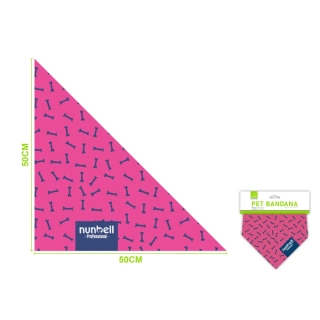 Bavlněný šátek pro psy s motivem kostiček Nunbell - růžový