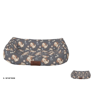 Pelíšek pro psy s motivem psů Nunbell - šedý S