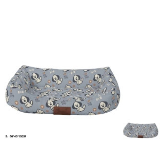 Pelíšek pro psy s motivem psů Nunbell - světle šedý S