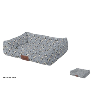 Pelíšek pro psy s motivem psů Nunbell - světle šedý XL