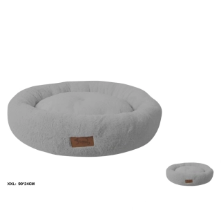 Kulatý pelíšek pro psy plyš Nunbell - světle šedý