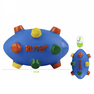 Gumová pískací hračka pro psy Nunbell – Rugby míček (modrý)