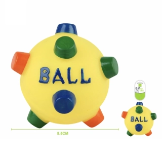 Gumová pískací hračka pro psy Nunbell – Míček s výstupky (žlutý)