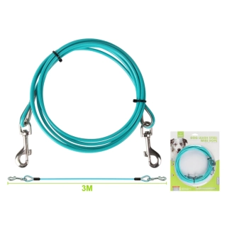 Ocelové lanko pro psy uvazovací Nunbell - tyrkysové