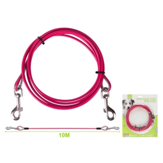 Ocelové lanko pro psy uvazovací Nunbell - růžové L