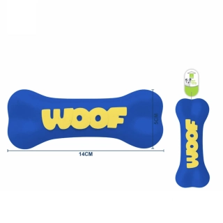 Gumová pískací hračka pro psy Nunbell – Kost WOOF (modrá)