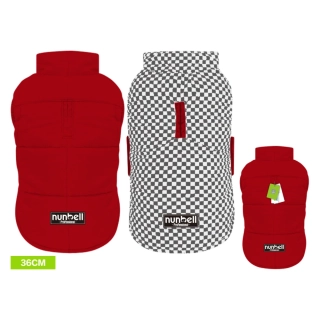 Bunda pro pejsky Nunbell 2v1 - červená / bílo-černá 36 cm