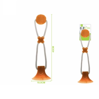 Gumová hračka pro psy Nunbell – Interaktivní přetahovadlo s přísavkou a míčkem (oranžová)
