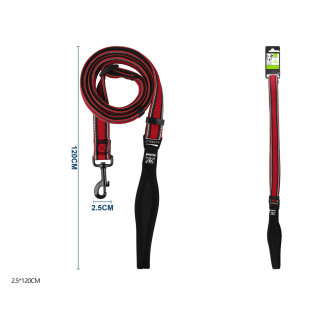 Nylonové vodítko pro psy s ergonomickou rukojetí Nunbell - červené velké