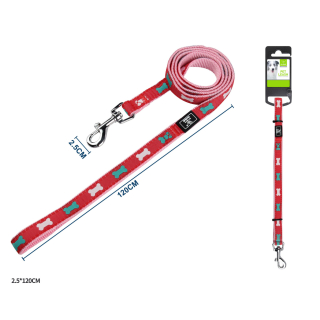 Vodítko pro psy Kost Nunbell - červené 120 cm XL