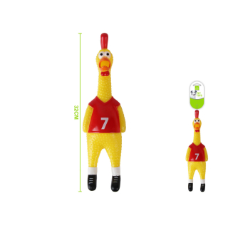 Gumová pískací hračka pro psy Nunbell – kuře fotbalista (červená)