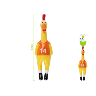 Gumová pískací hračka pro psy Nunbell – kuře fotbalista (oranžová)