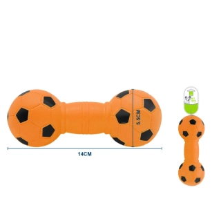 Gumová pískací hračka pro psy Nunbell – činka fotbalový míč (oranžová)