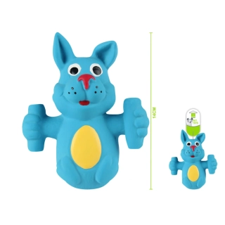 Gumová pískací hračka pro psy Nunbell – zajíc (modrá)