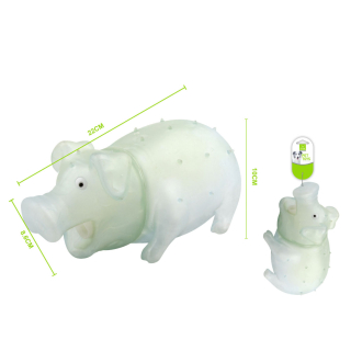 Gumová pískací hračka pro psy Nunbell – průhledné prasátko (bílá)