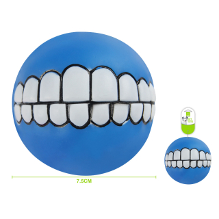 Gumový pískací míček pro psy Nunbell – smile (modrá)