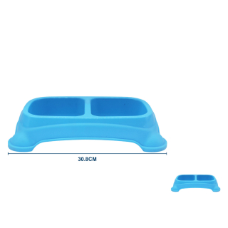 Dvojitá plastová miska pro psy Nunbell - modrá S