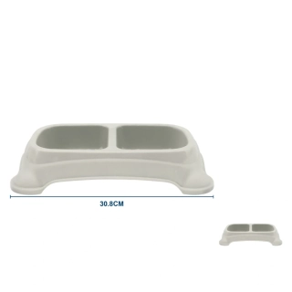 Dvojitá plastová miska pro psy Nunbell - béžová S