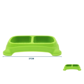 Dvojitá plastová miska pro psy Nunbell - zelená L