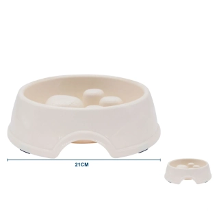 Plastová miska na pomalé krmení pro psy Nunbell - béžová S/M