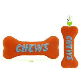 Plyšová hračka pro psy Nunbell - malá kost Chews 16 cm (oranžová)