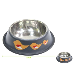 Nerezová miska protiskluzová s ptáčky Nunbell - žluto-černá S