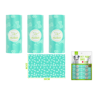 Nunbell – Sada sáčků na psí exkrementy tyrkysový L (12 ks)