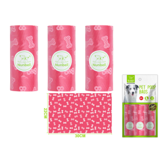 Nunbell – Sada sáčků na psí exkrementy červený M (6 ks)