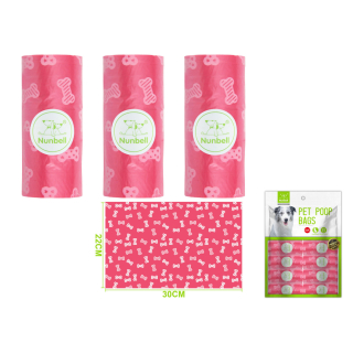 Nunbell – Sada sáčků na psí exkrementy červený L (12 ks)