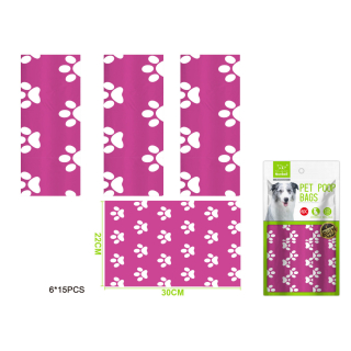 Nunbell – Sada sáčků na psí exkrementy Pawprints fialový M (6 ks)