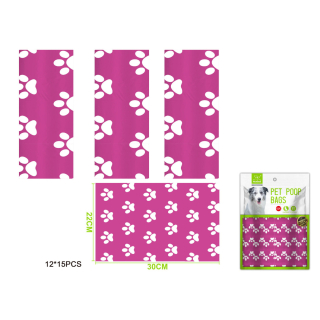 Nunbell – Sada sáčků na psí exkrementy Pawprints fialový  L (12 ks)