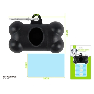 Zásobník na sáčky BoneBuddy Nunbell – černý M (modré sáčky)