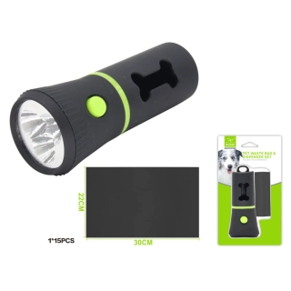 Zásobník na sáčky a baterka FlashLight Nunbell – černá