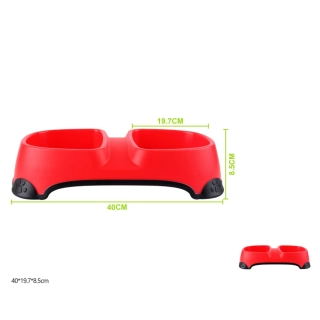 Dvojitá miska pro psy s protiskluzem Nunbell - červená L