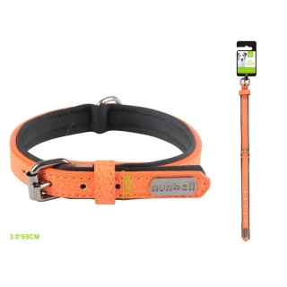 Kožený obojek se štítkem pro psy Nunbell – oranžový XL