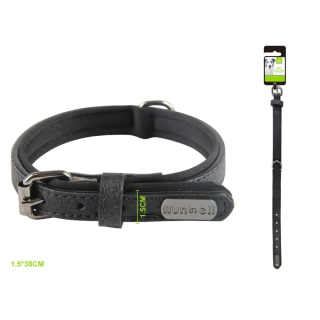 Kožený obojek se štítkem pro psy Nunbell – černý