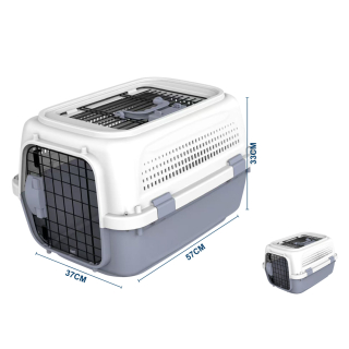 Přepravka pro psy a kočky Nunbell – TravelBox DualDoor šedá M