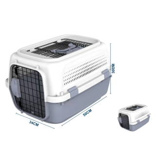 Přepravka pro psy a kočky Nunbell – TravelBox DualDoor šedá